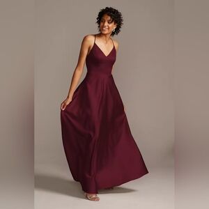 Spaghetti Strap Satin A-Line Long Dress STYLE# F20131